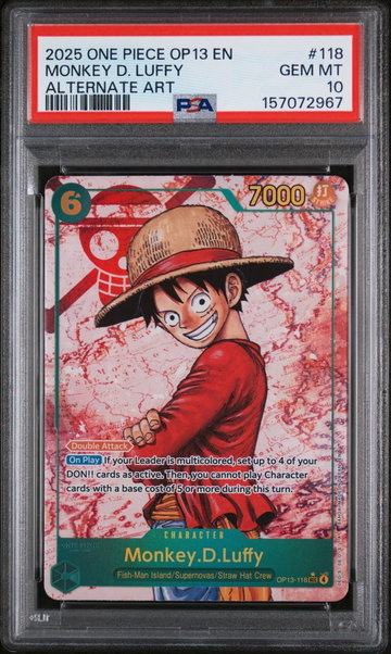2025 One Piece Carrying On His Will Alternate Art Monkey D. Luffy #OP13118 PSA 10
