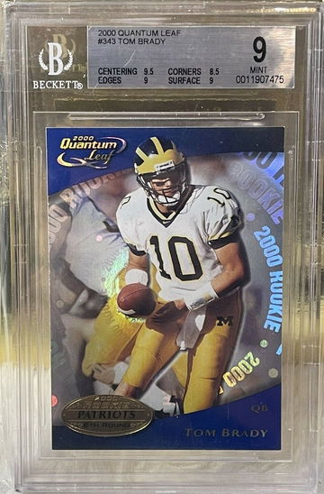 BGS 9 Mint TOM BRADY Rookie 2000 QUANTUM LEAF RC Foil Holo #343 Patriots SP