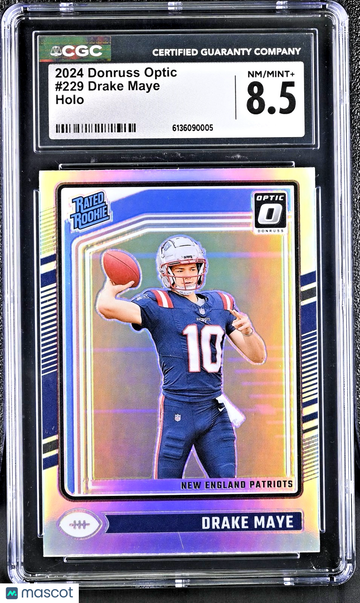 2024 Panini Donruss Optic Drake Maye #229 Holo Prizm Parallel/Variety Rookie Base Set 8.5