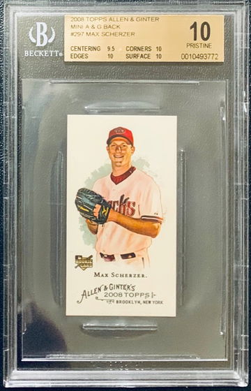 2008 Topps Allen & Ginter Max Scherzer RC A & G Back Pristine BGS 10 POP 1