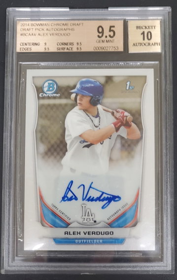 Alex Verdugo 2014 Bowman Chrome Draft Pick Autograph #BCA-AV RC Los Angeles LA Dodgers Boston Red Sox BGS 9.5 Auto: 10