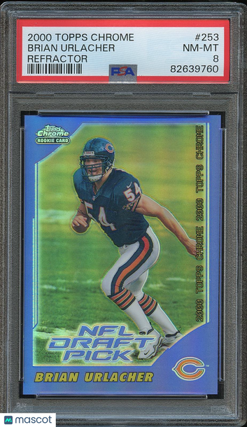 2000 Topps Chrome Brian Urlacher #253 Refractor Parallel/Variety Rookie Base Set PSA 8