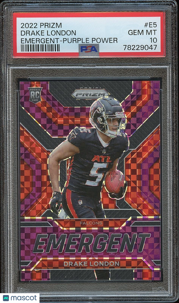 2022 Panini Prizm Emergent Drake London #E5 Purple Power Rookie PSA 10 Panini Authentic