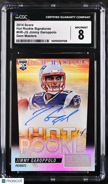 2014 Score Hot Rookies Hot Rookies Signatures Gem Masters Jimmy Garoppolo #11 /1 Rookie CGC 8
