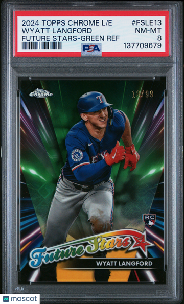 2024 Topps Chrome Logofractor Edition Future Stars Wyatt Langford #FSLE13 Green Ref /99 PSA 8
