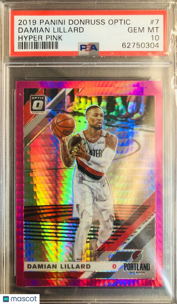2019 Donruss Optic DAMIAN LILLARD HYPER PINK #7 TRAIL BLAZERS PSA 10 POP 19