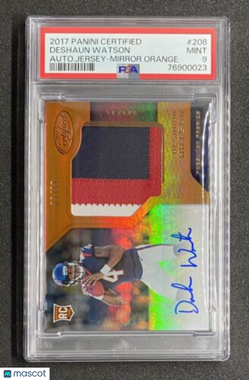 Deshaun Watson 2017 Certified Mirror Orange Jersey RC Auto #208 /99 Browns PSA 9