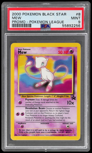 2000 Pokemon Black Star Promo Mew Pokemon League PSA 9