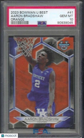 2023 Bowman University Best Aaron Bradshaw #41 Orange Refractor PSA 10