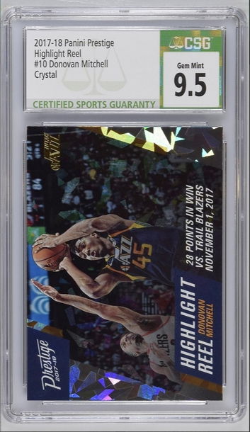 2017 Panini Prestige Donovan Mitchell Rookie Card #10 Highlight Reel Crystal CSG 9.5