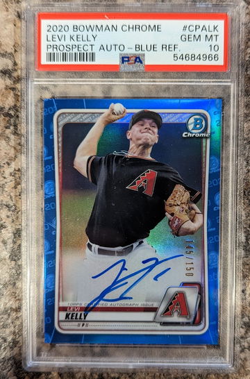2020 Bowman Chrome Levi Kelly Blue Refractor Auto PSA 10 (#145/150)
