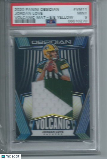 2020 Panini Obsidian Volcanic Material Jordan Love #VM11 Yellow PSA 9