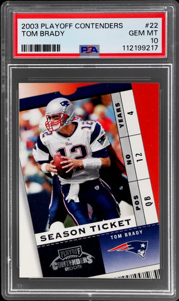 2003 Playoff Contenders Tom Brady Season Ticket PSA 10