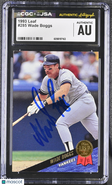 1993 Leaf Wade Boggs #285 CGC Authentic JSA Auto Authentic