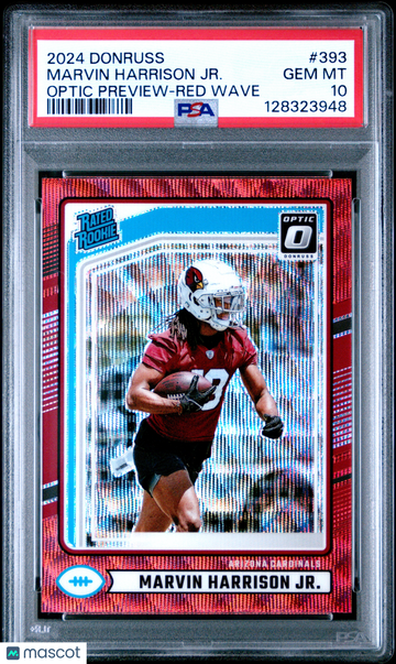 2024 Panini Donruss Marvin Harrison JR. #393 Optic Preview Red Wave Rookie PSA 10