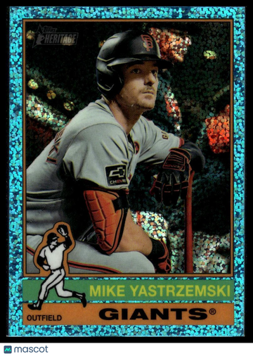 2025 Topps Heritage Mike Yastrzemski #470 Chrome Light Blue Sparkle Refractor