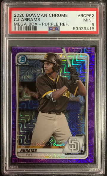 2020 Bowman Chrome CJ Adams Mega Box Purple Refractor /250  PSA 10