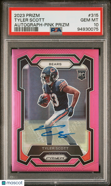 2023 Panini Prizm Tyler Scott #315 Autograph Pink Rookie PSA 10