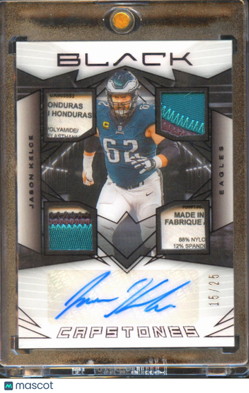 2024 Panini Black Capstones Jason Kelce #CAP-JKE /25 Quad Patch Memorabilia