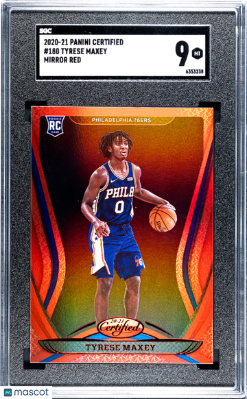 2020 Panini Certified Tyrese Maxey #180 Mirror Red SGC 9
