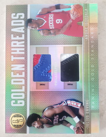 Julius DR J Erving 2011 Gold Standard Golden Thread Jersey Prime Patch /10 Andre Iguodala 