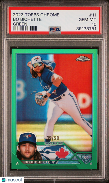 2023 Topps Chrome Bo Bichette #11 Green Refractor /99 PSA 10
