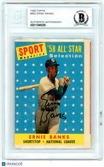 1958 Topps Ernie Banks AS #482 BVG Authentic BAS Auto Authentic