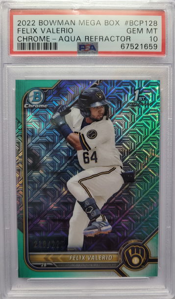 2022 Bowman Mega Box Felix Valerio Chrome Aqua #BCP-128
