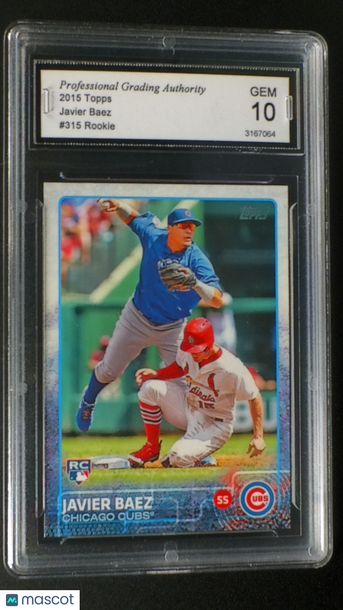 2015 Topps Series One Javier Baez #315 Rookie Base Set RC PGA 10