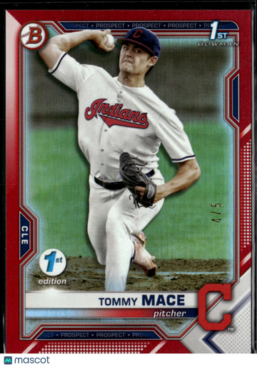 Tommy Mace 2021 Bowman Draft 1st Edition 1st Edition Red /5 Cleveland Indians