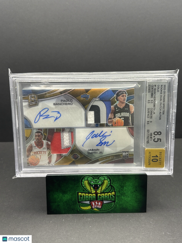 2022 Panini Spectra Rookie Dual Patch Autographs Gold Jabari Smith Jr. Paolo Banchero #1 /10 /Jabari BGS 8.5 Auto 10