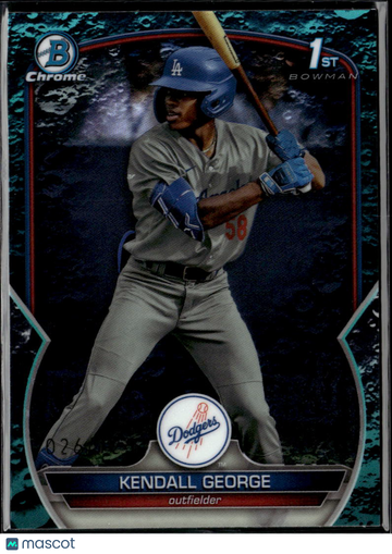 Kendall George 2023 Bowman Chrome Draft Aqua Lunar Refractor Los Angeles Dodgers