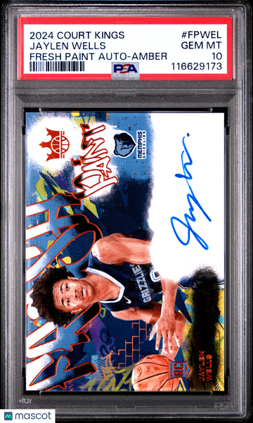2024 Panini Court Kings Fresh Paint Autographs Jaylen Wells #FPWEL Amber PSA 10