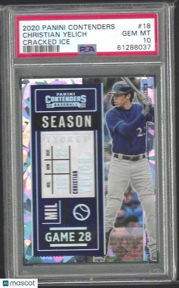 2020 Panini Contenders Christian Yelich #18 Cracked Ice PSA 10