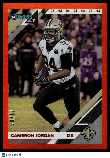 2019 Donruss Cameron Jordan #175 Jersey Number SN