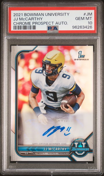 2021 Bowman University Chrome Prospect Autographs JJ Mccarthy #BCPA-JM PSA 10