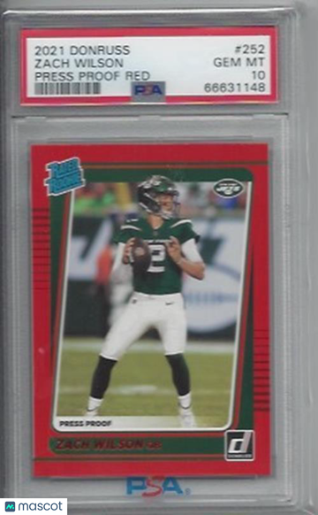 2021 Panini Donruss Zach Wilson #252 Press Proof Red PSA 10