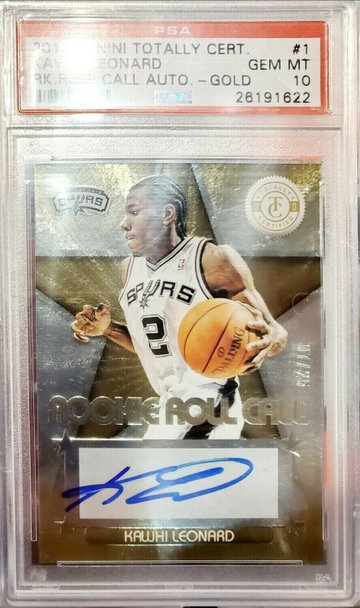 KAWHI LEONARD 2012-13 TOTALLY CERTIFIED ROLL CALL ROOKIE RC AUTO GOLD #/25 PSA 1