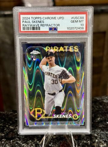 PSA 10 PAUL SKENES RC 2024 TOPPS CHROME UPDATE RAYWAVE REFRACTOR Rookie GEM MINT