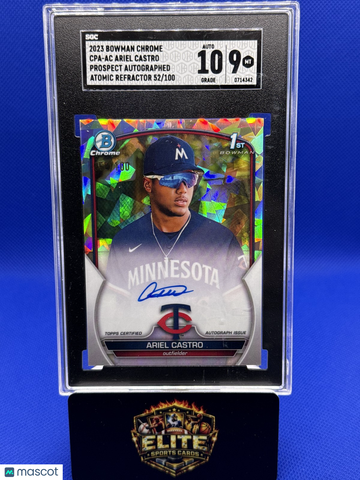 2023 Bowman Chrome Ariel Castro #CPA-AC Prospect Autographs Atomic Variation Refractor SN AU SGC 9