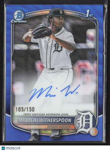 2025 Bowman Chrome Malachi Witherspoon Autographed Trading Card Blue Refractor 105/150 Detroit Tigers