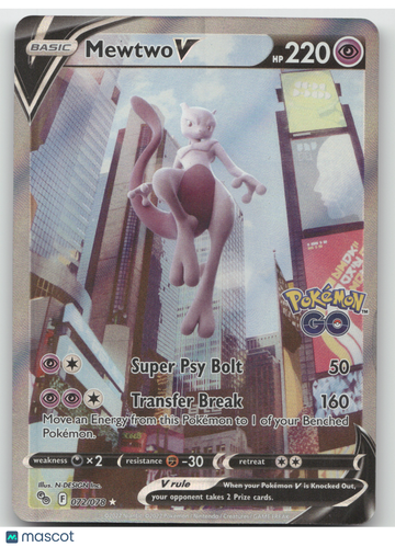 2022 GO Mewtwo V Holo Rare FA #72/78