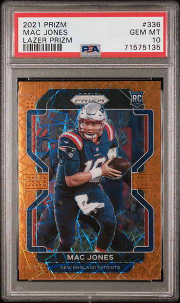 2021 Mac Jones Prizm Orange Lazer Rookie RC #336 PSA 10