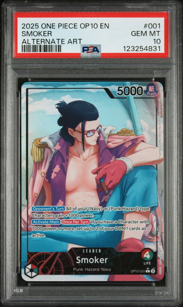 2025 One Piece Royal Blood Alternate Art Smoker #OP10-001 PSA 10