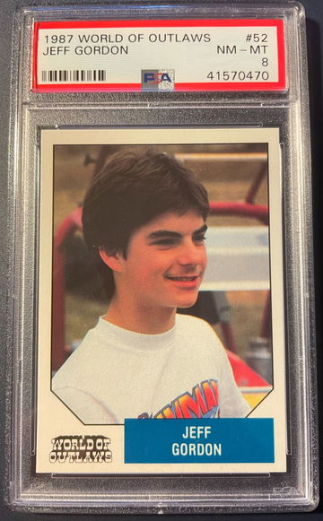 1987 World of Outlaws Jeff Gordon ROOKIE CARD #52 PSA 8 NM-MT