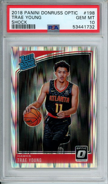 TRAE YOUNG 2018 Panini Donruss Optic Shock #198 PSA 10 GEM Mint