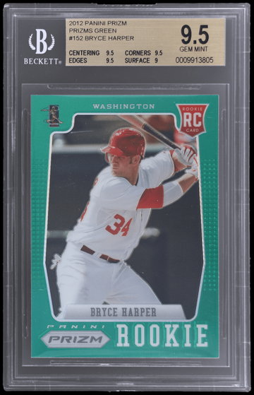 2012 Panini Prizm Bryce Harper Green Prizm BGS 9.5 RC