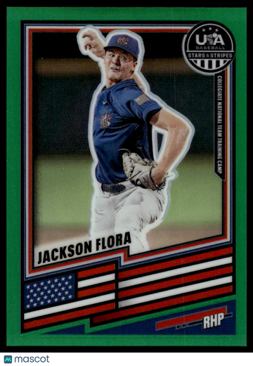 2026 Panini Stars & Stripes Prizm USA Baseball Jackson Flora #80 Green