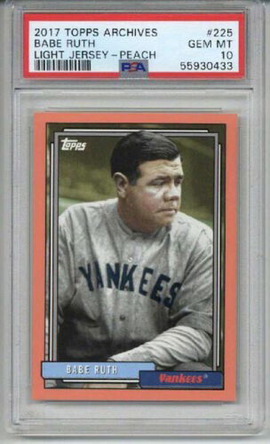 2017 TOPPS ARCHIVES LIGHT JERSEY PEACH #225 BABE RUTH LE /199 PSA 10 SP LOW POP