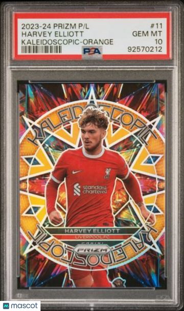 2023-24 Panini Prizm Premier League Kaleidoscopic Harvey Elliott #11 Orange PSA 10